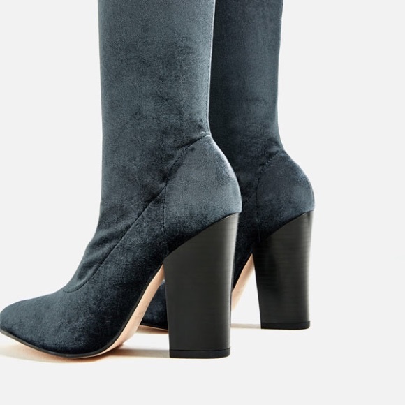 ZARA BLOGGERS FAV OVER THE KNEE VELVET BOOTS BRAND NEW WITH TAGS US 6.5 EUR 37 - Picture 12 of 14